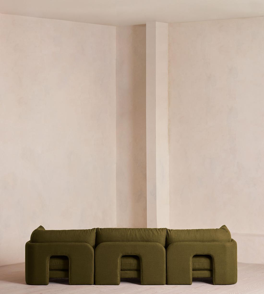 Odell Deeper Sit Sectional Sofa - Four Seater - Linen - Olive - US - Images - Image 4