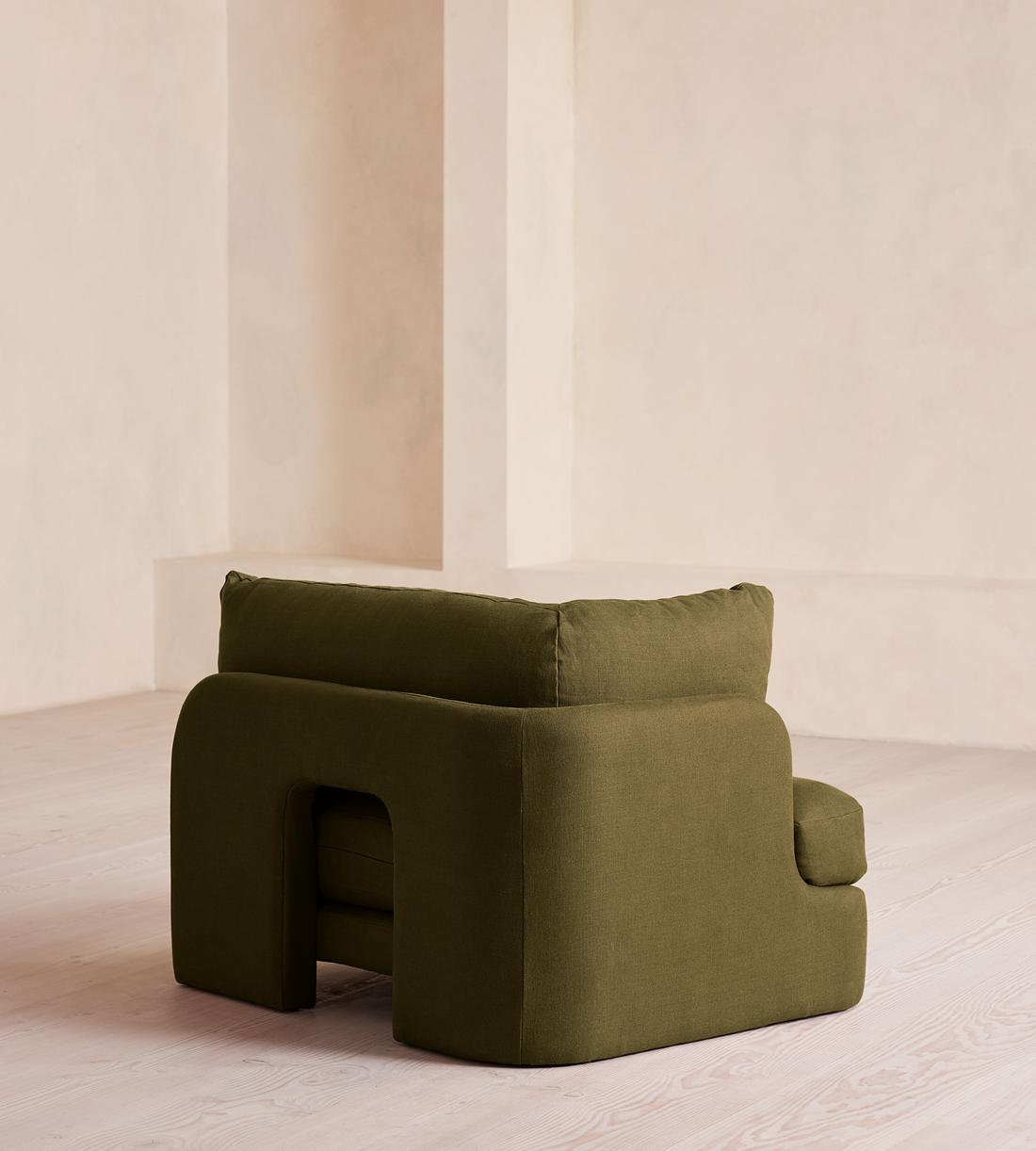 Odell Deeper Sit Modular Sofa - Right Arm Module - Linen - Olive - Image 8