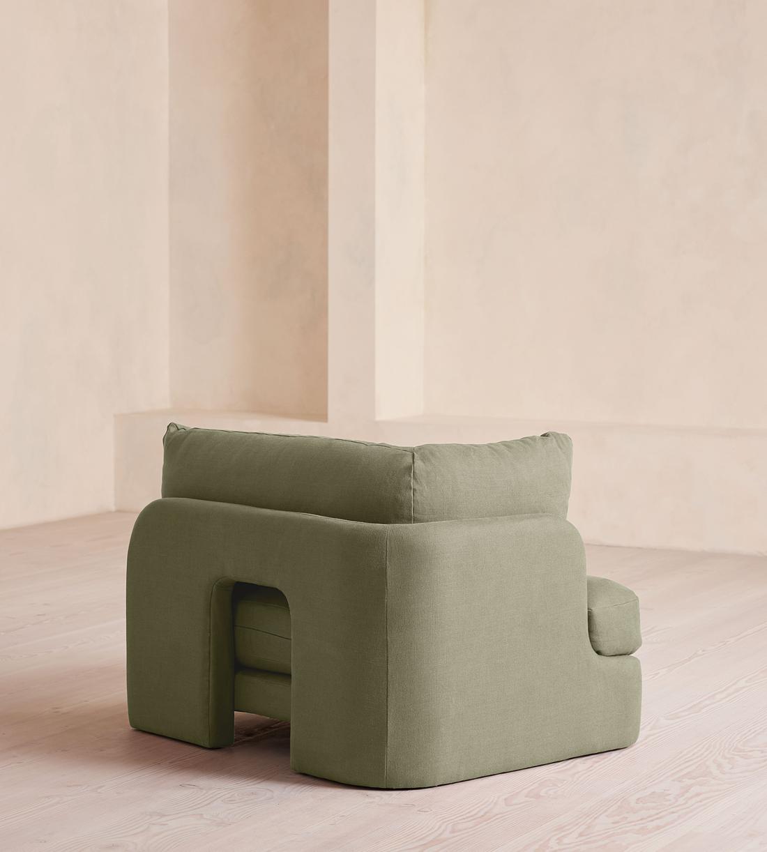 Odell Deeper Sit Sectional Sofa - Armless Module - Linen - Sage - US - Image 7