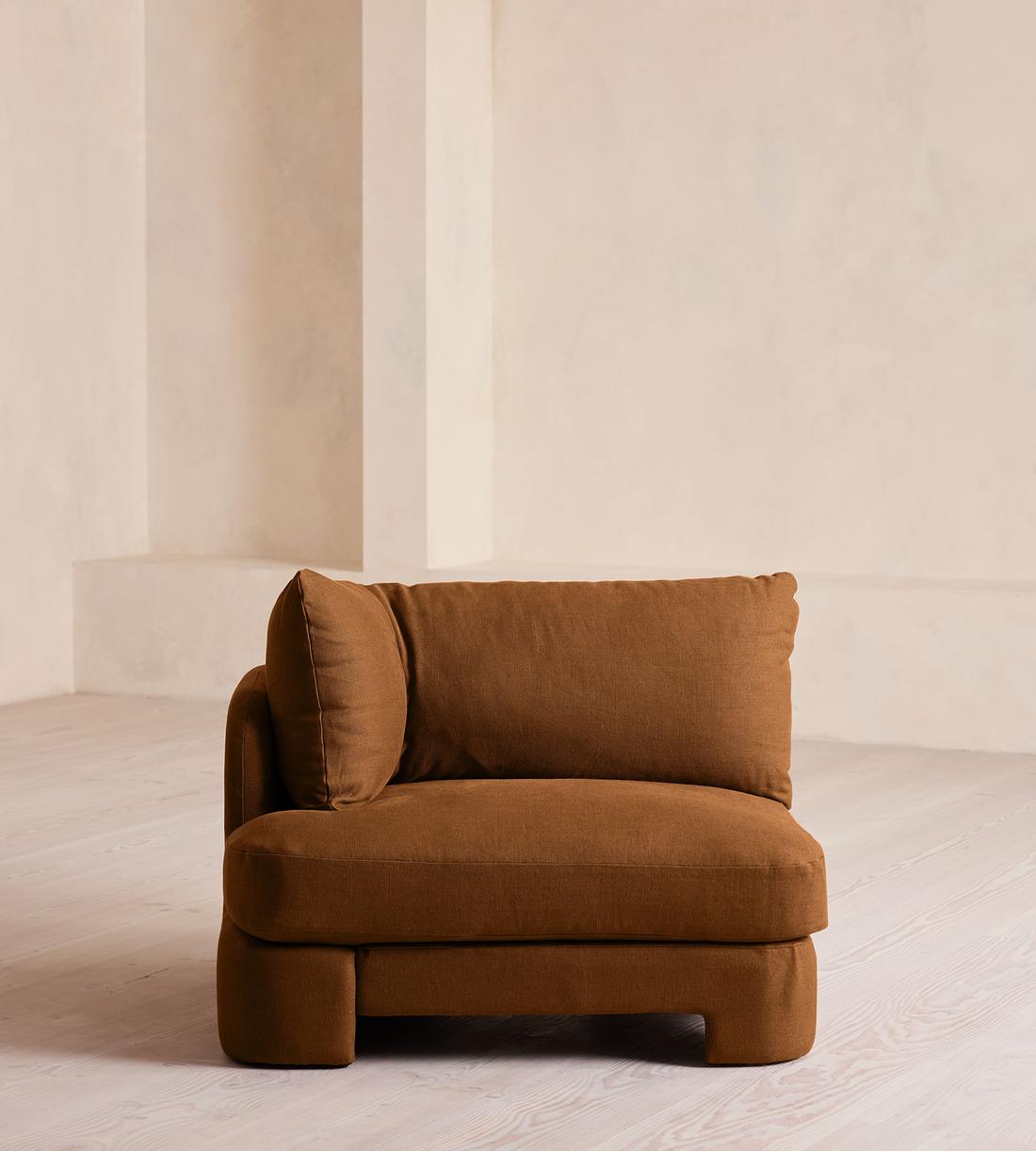 Odell Deeper Sit Sectional Sofa - Left Arm Module - Linen - Terracotta - US - Image 1