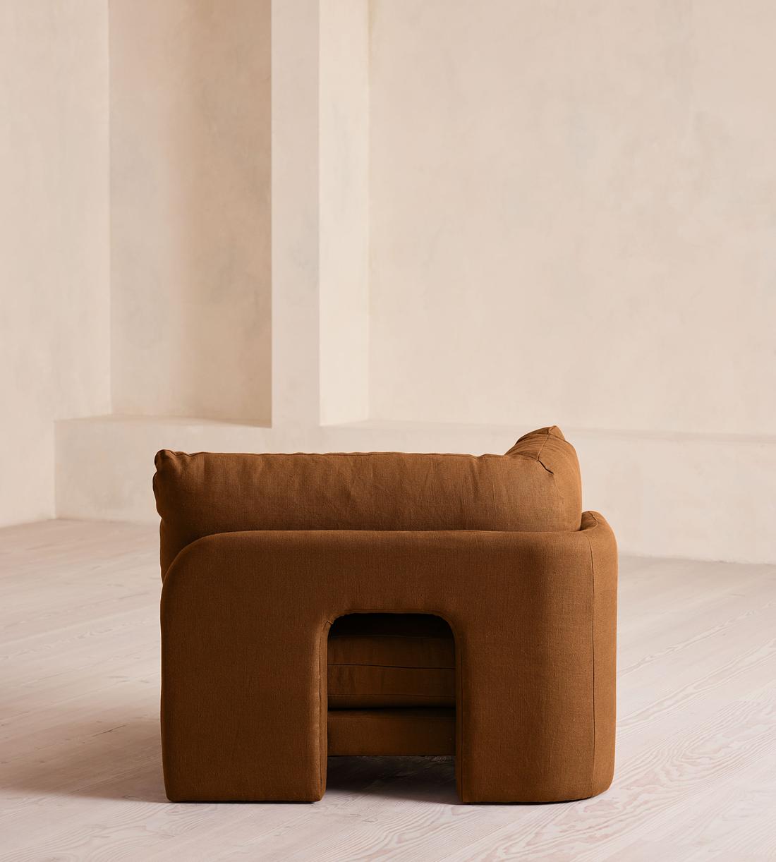 Odell Deeper Sit Sectional Sofa - Left Arm Module - Linen - Terracotta - US - Image 4