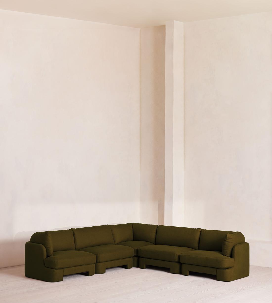 Odell Sectional Sofa - Corner Sofa - Linen - Olive - US - Listing - Image 1