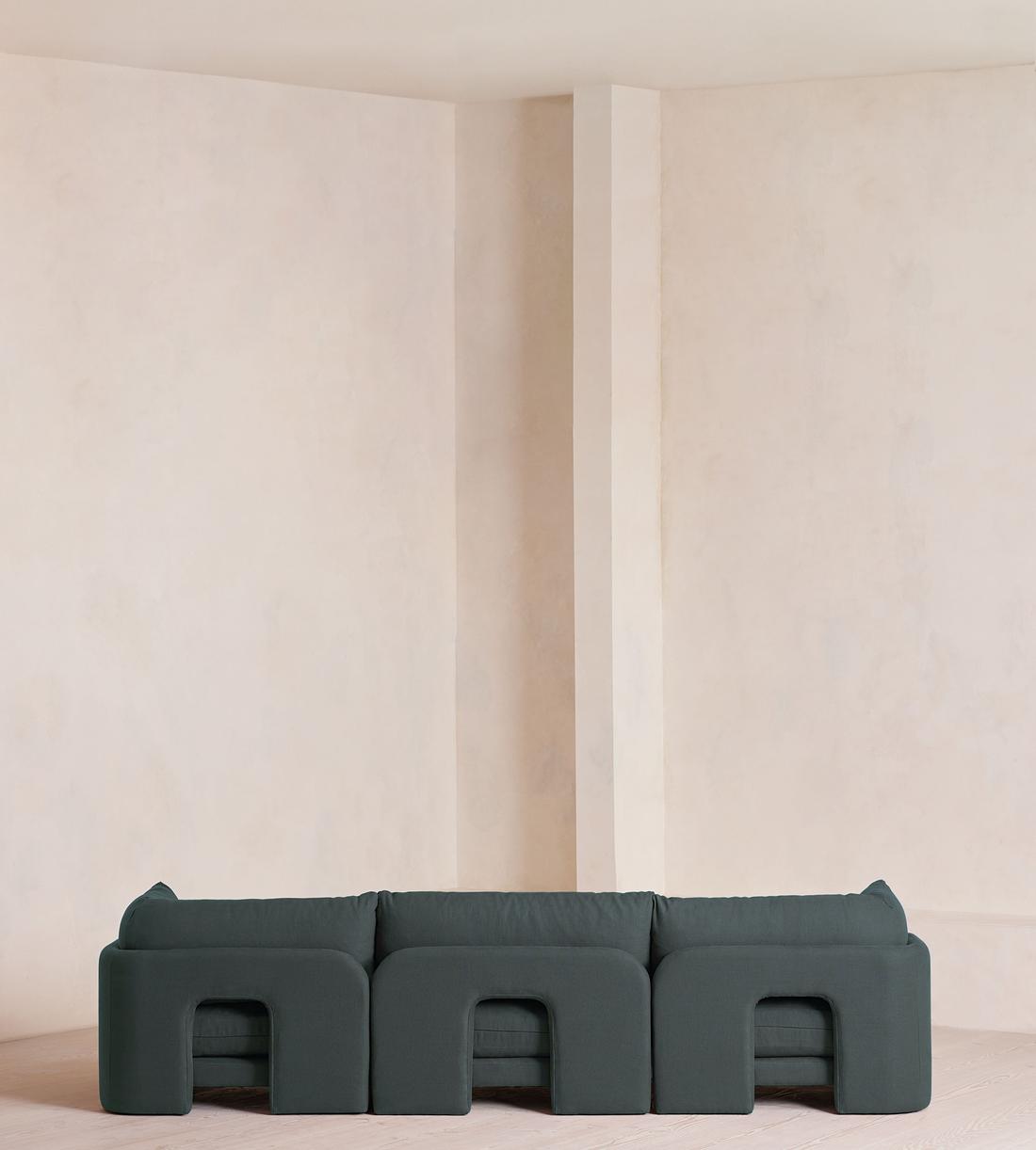 Odell Modular Sofa - Four Seater - Linen - Prussian Blue - Images - Image 4
