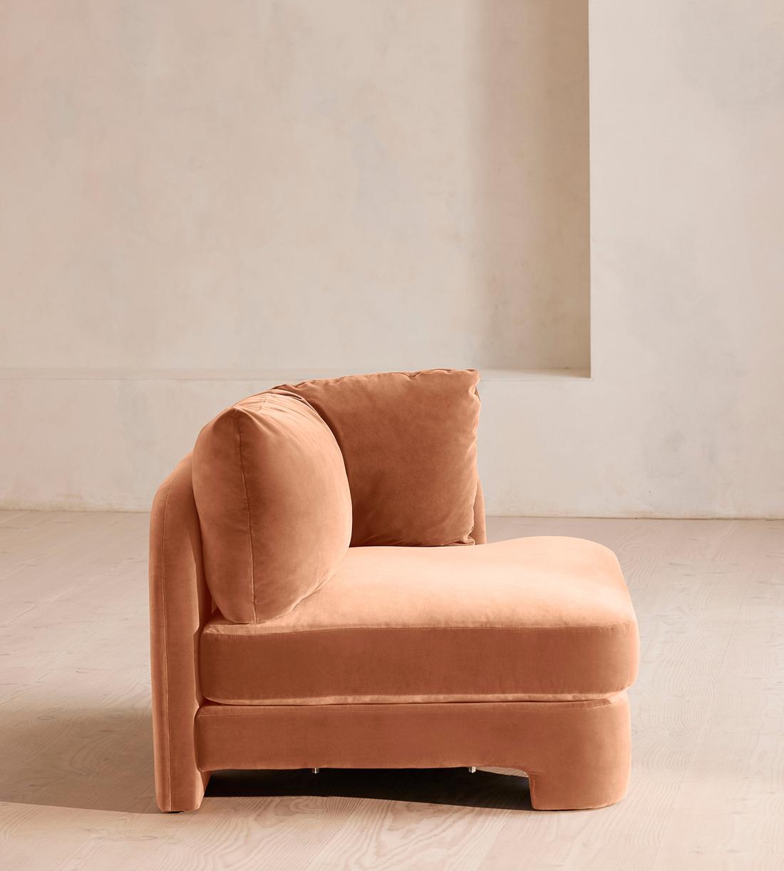 Odell Deeper Sit Modular Sofa - Armless Module - Antique Rose Velvet - Image 7