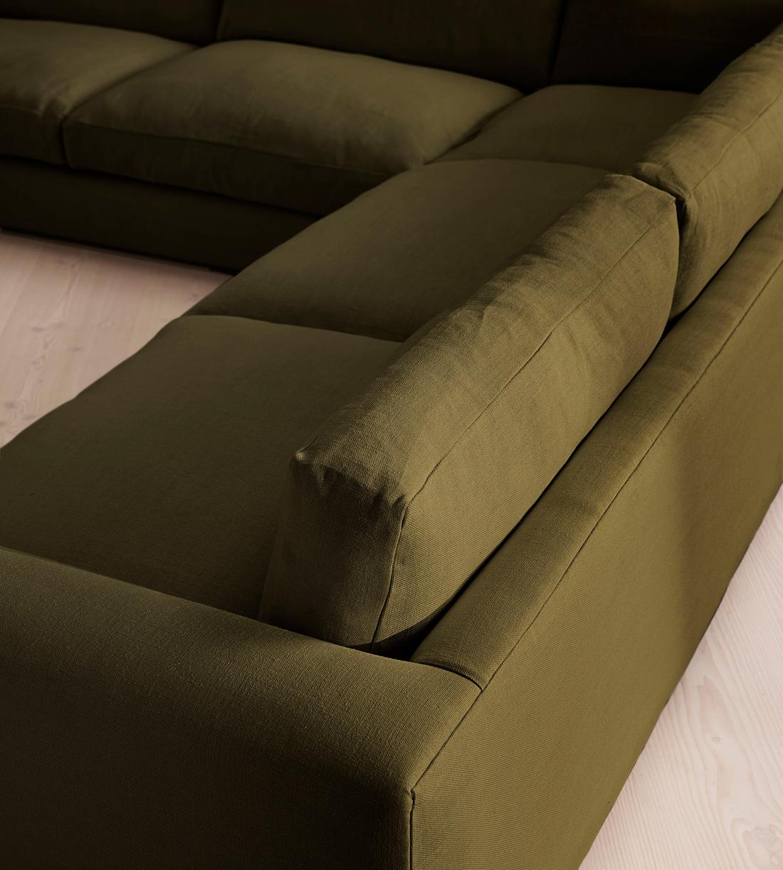 Mossley Corner Sofa - Linen - Olive - Images - Image 4