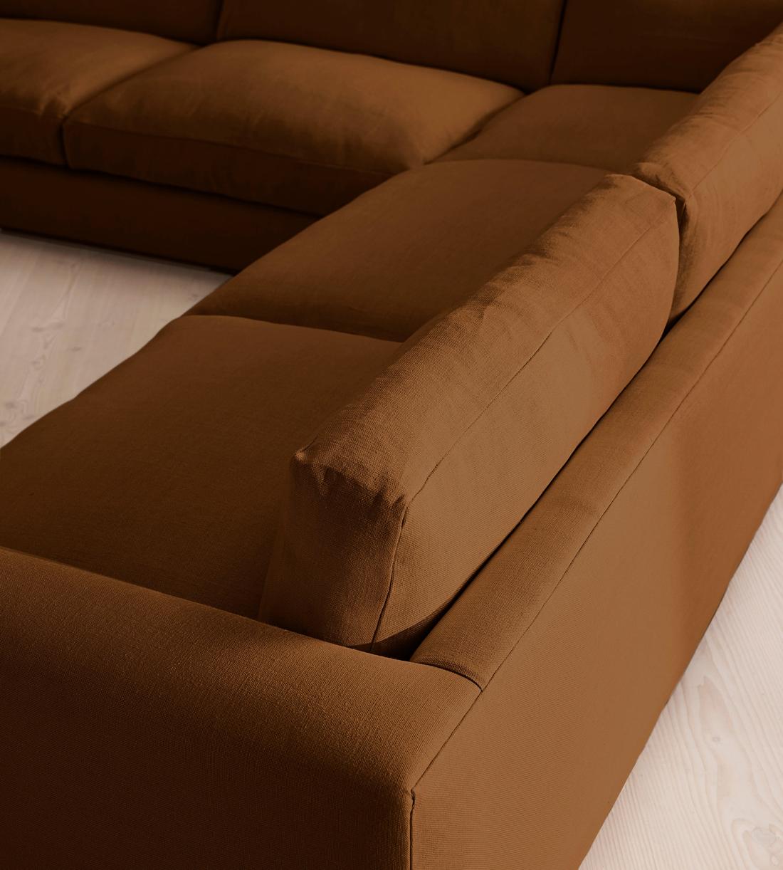 Mossley Corner Sofa - Linen - Terracotta - US - Images - Image 4