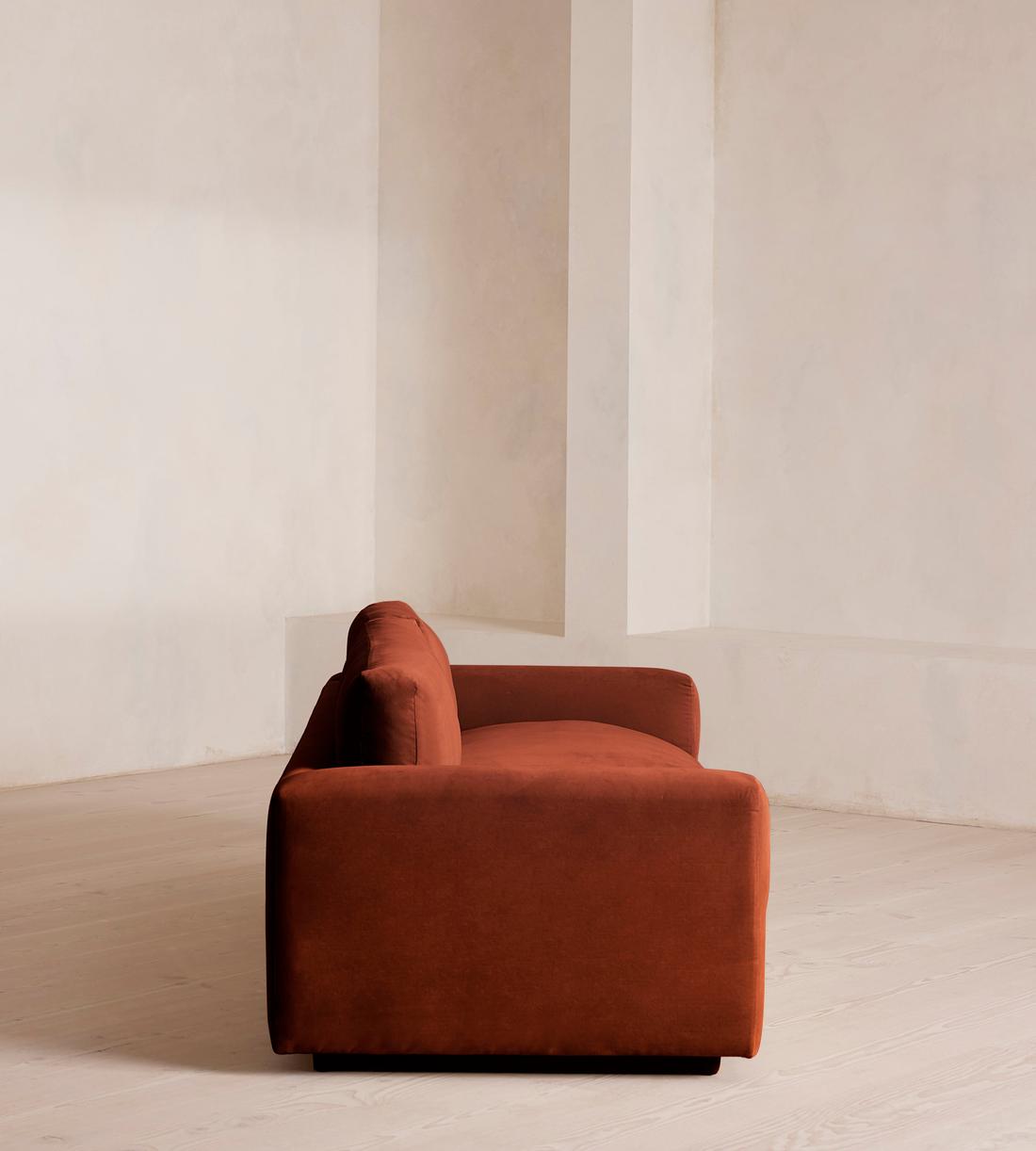 Mossley Three Seater Sofa - Velvet - Rust - Images - Image 3