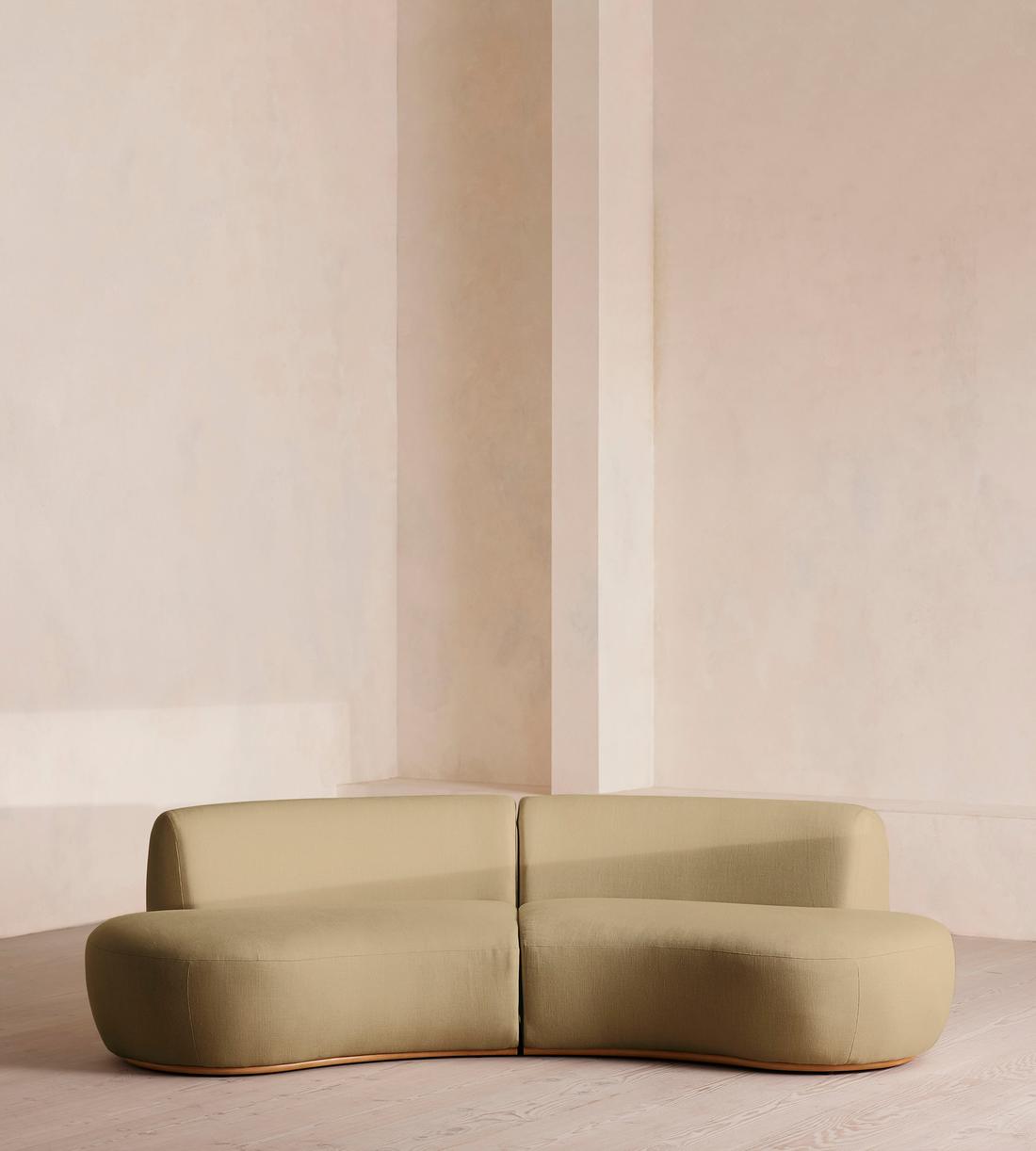 Aline Serpentine Modular Sofa - Three Seater - Linen - Wheat - US - Listing - Image 1