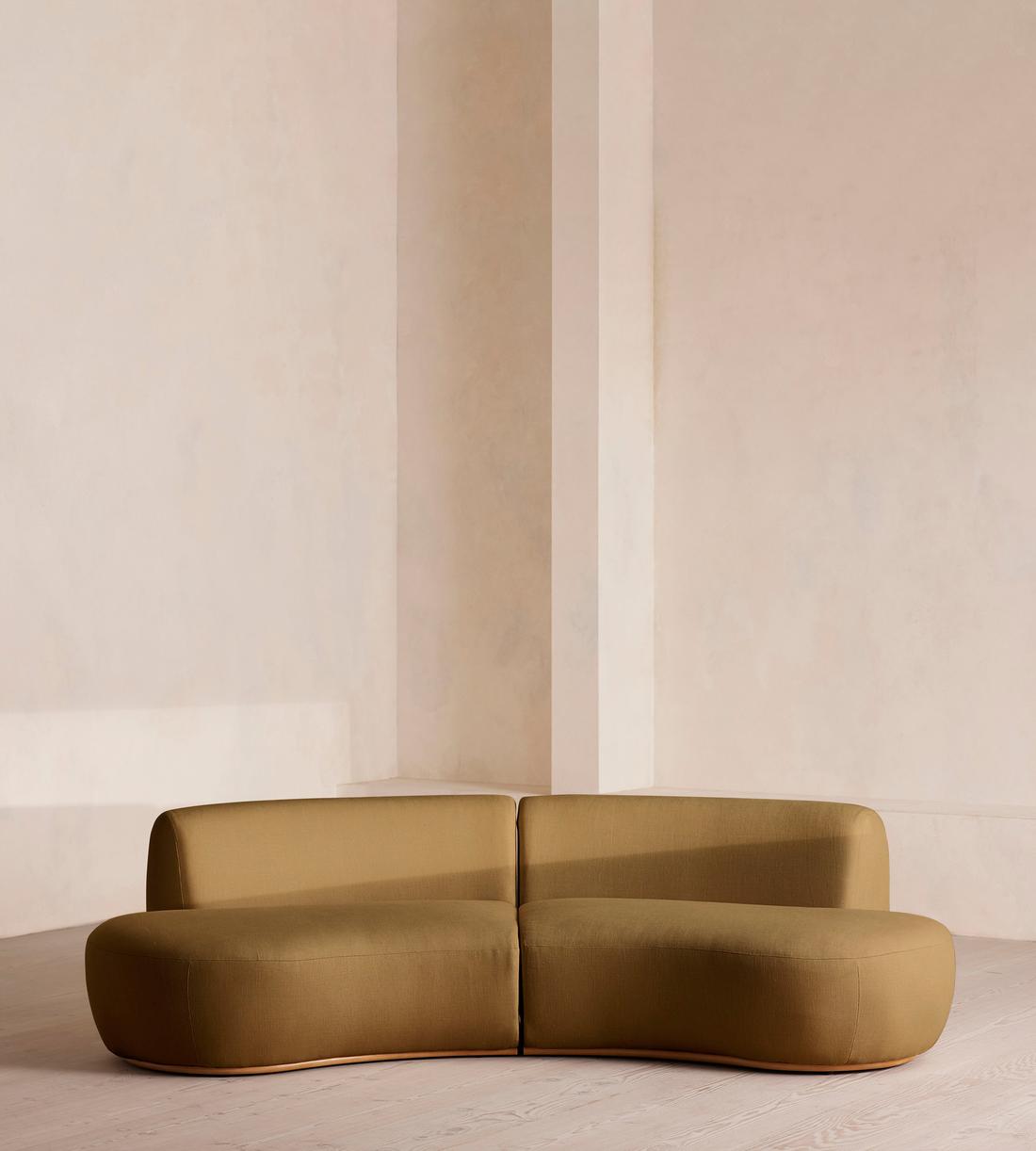 Aline Serpentine Modular Sofa - Three Seater - Linen - Ochre - US - Listing - Image 1