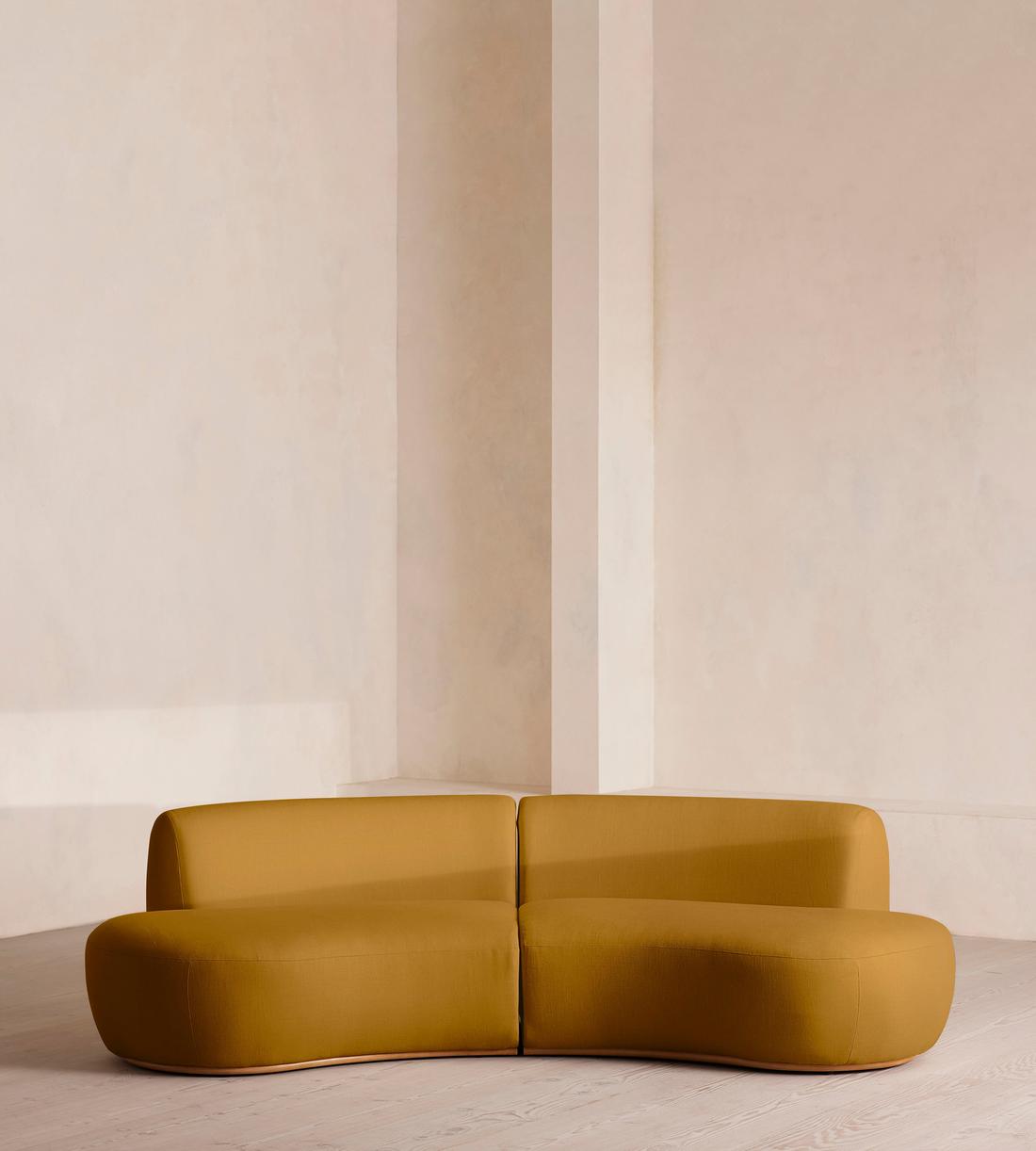 Aline Serpentine Modular Sofa - Three Seater - Linen - Turmeric - US - Listing - Image 1