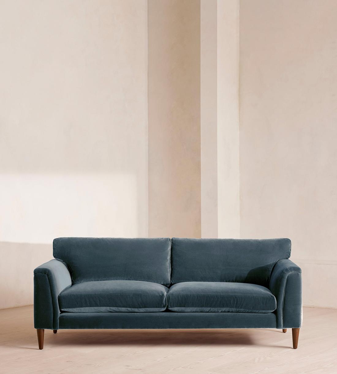 Reya Three Seater Sofa - Velvet - Grey Blue - Listing - Image 1