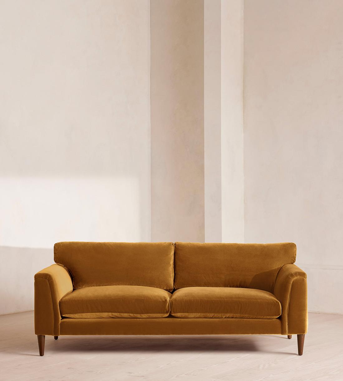 Reya Three Seater Sofa - Velvet - Mustard - Listing - Image 1