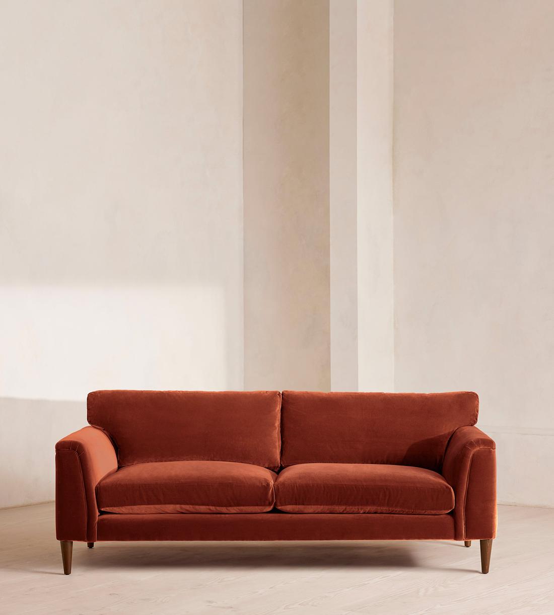 Reya Three Seater Sofa - Velvet - Rust - Listing - Image 1