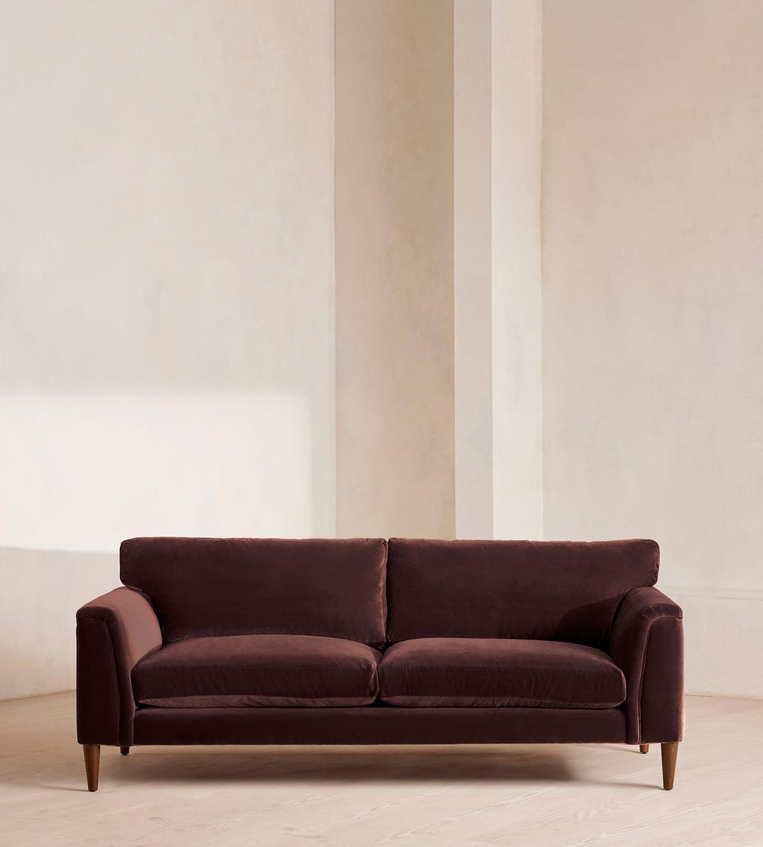 Reya Three Seater Sofa - Velvet - Aubergine - UK - Listing - Image 1