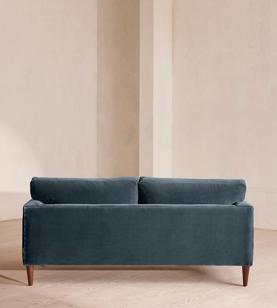 Reya Two Seater Sofa - Velvet - Grey Blue - US - Images - Image 4