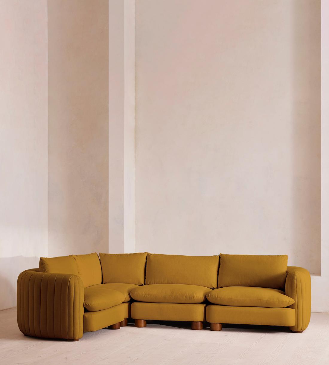 Vivienne Deeper Sit Modular Sofa - L-Shape Sofa - Linen - Turmeric - UK - Listing - Image 2