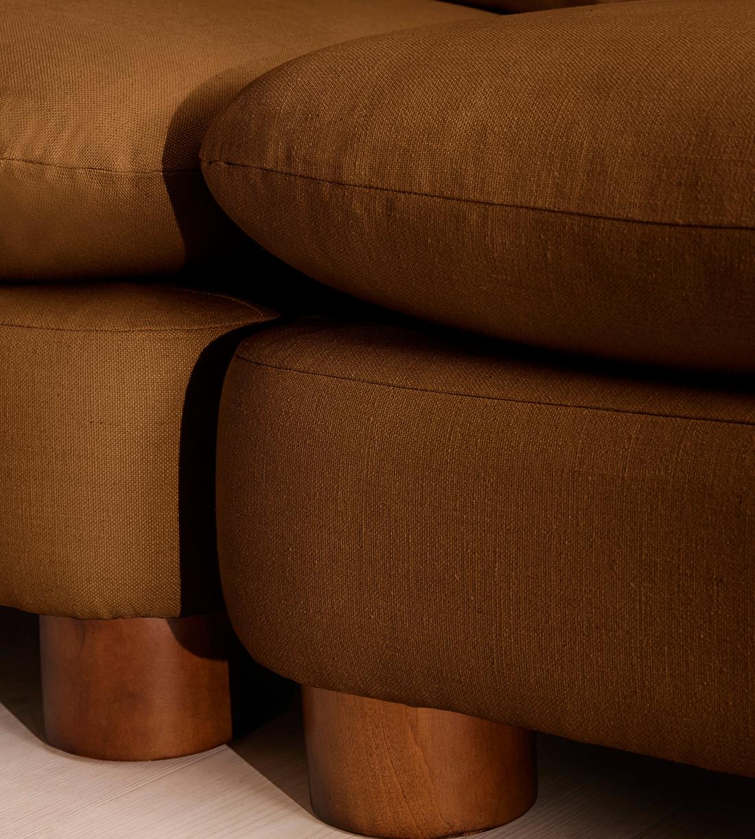 Vivienne Sectional Sofa - Four Seater - Linen - Terracotta - US - Images - Image 6