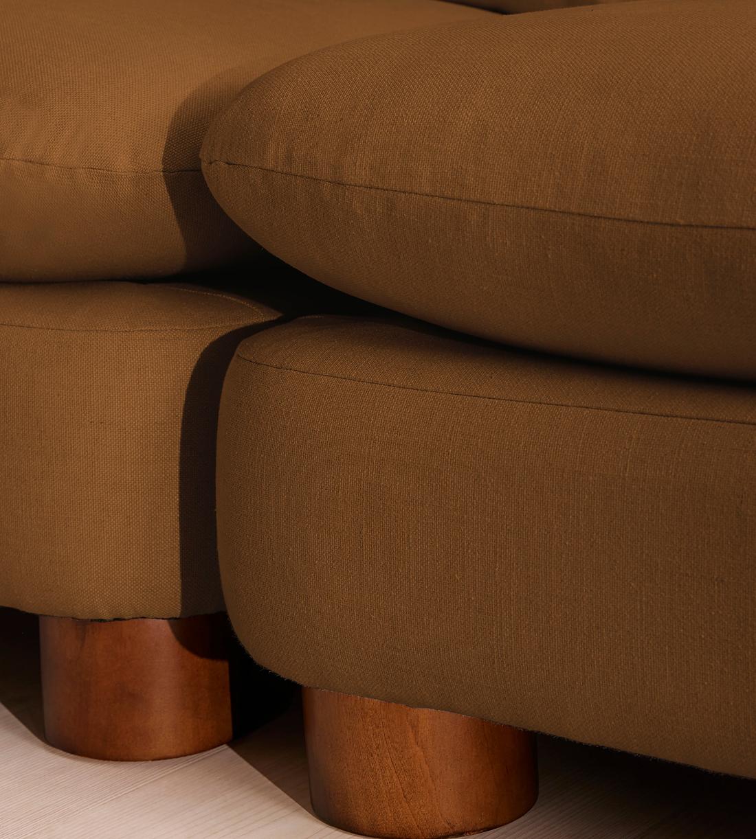 Vivienne Sectional Sofa - Three Seater - Linen - Terracotta - US - Images - Image 6