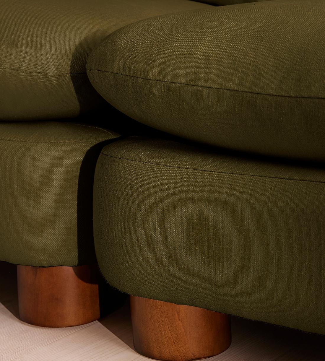 Vivienne Deeper Sit Modular Sofa - Three Seater - Linen - Olive - Images - Image 5