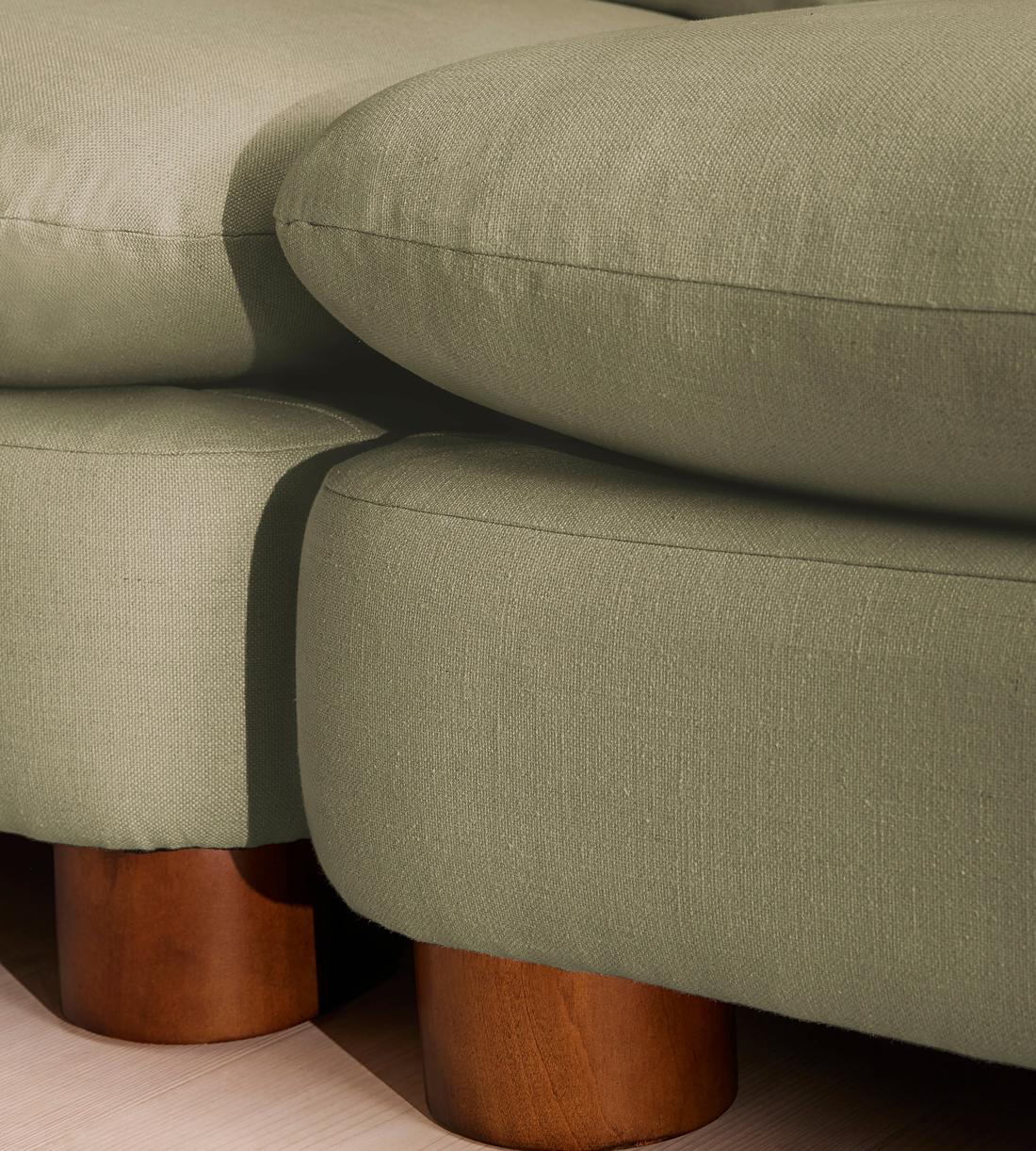 Vivienne Deeper Sit Sectional Sofa - Three Seater - Linen - Sage - US - Images - Image 5