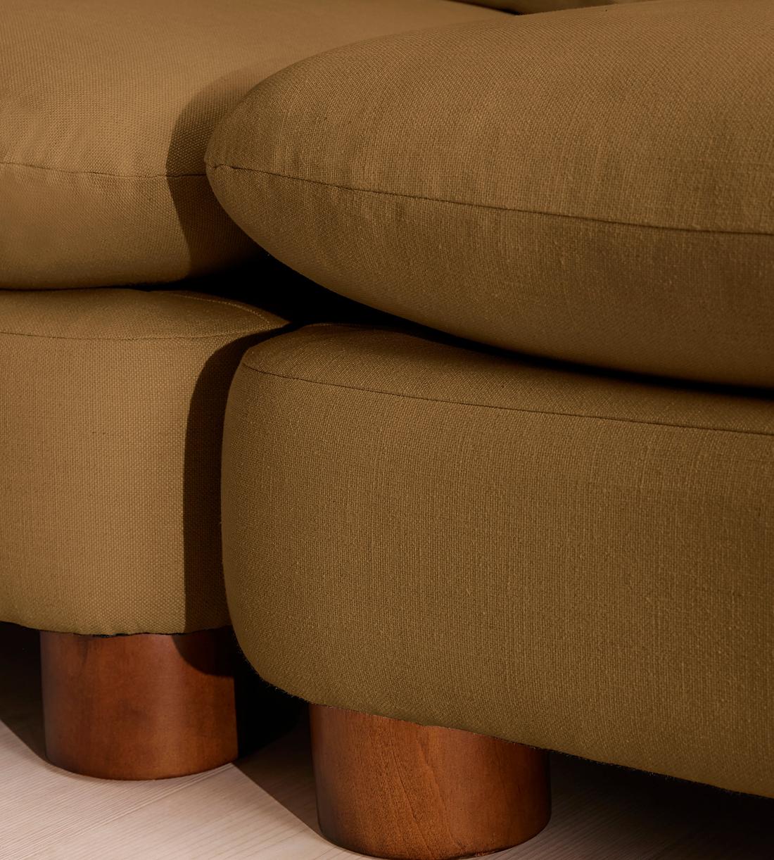 Vivienne Deeper Sit Modular Sofa - Three Seater - Linen - Ochre - Images - Image 5