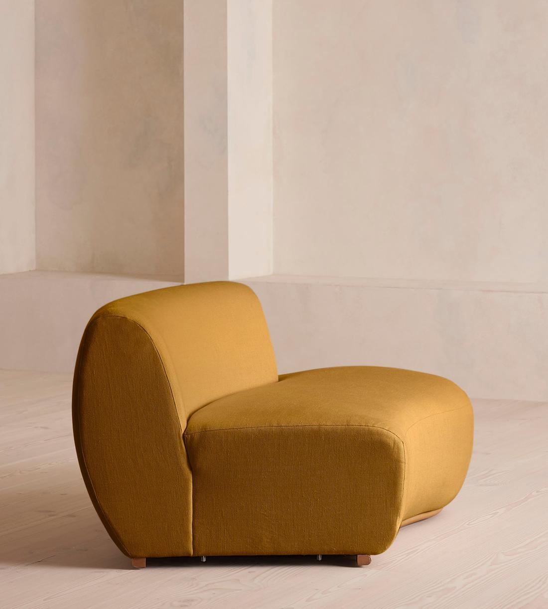 Aline Serpentine Sectional Sofa - Middle Section - Linen - Turmeric - US - Image 7