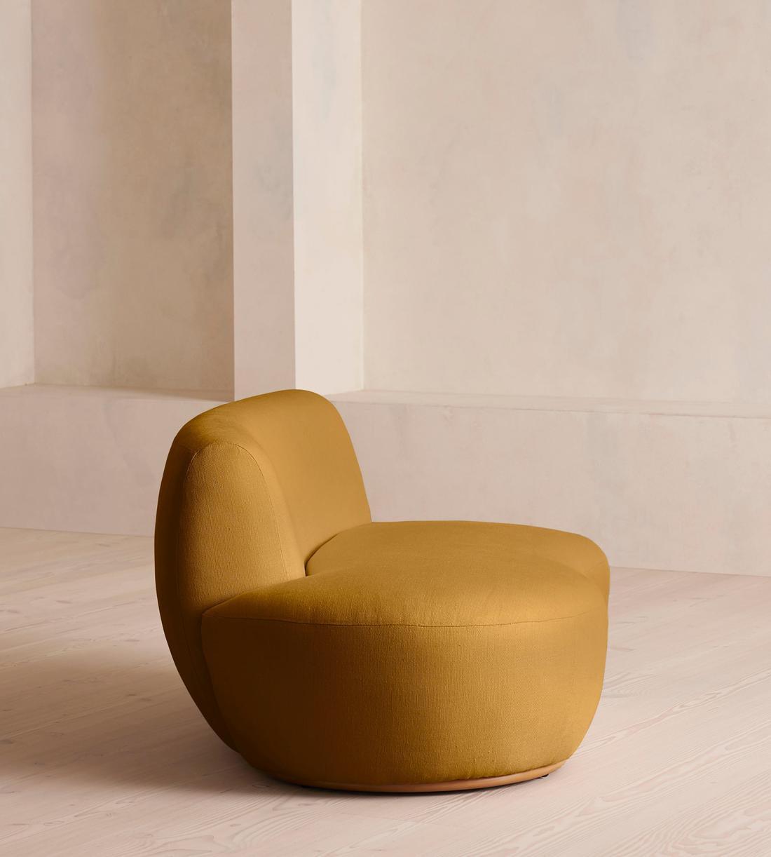 Aline Serpentine Sectional Sofa - Middle Section - Linen - Turmeric - US - Image 3