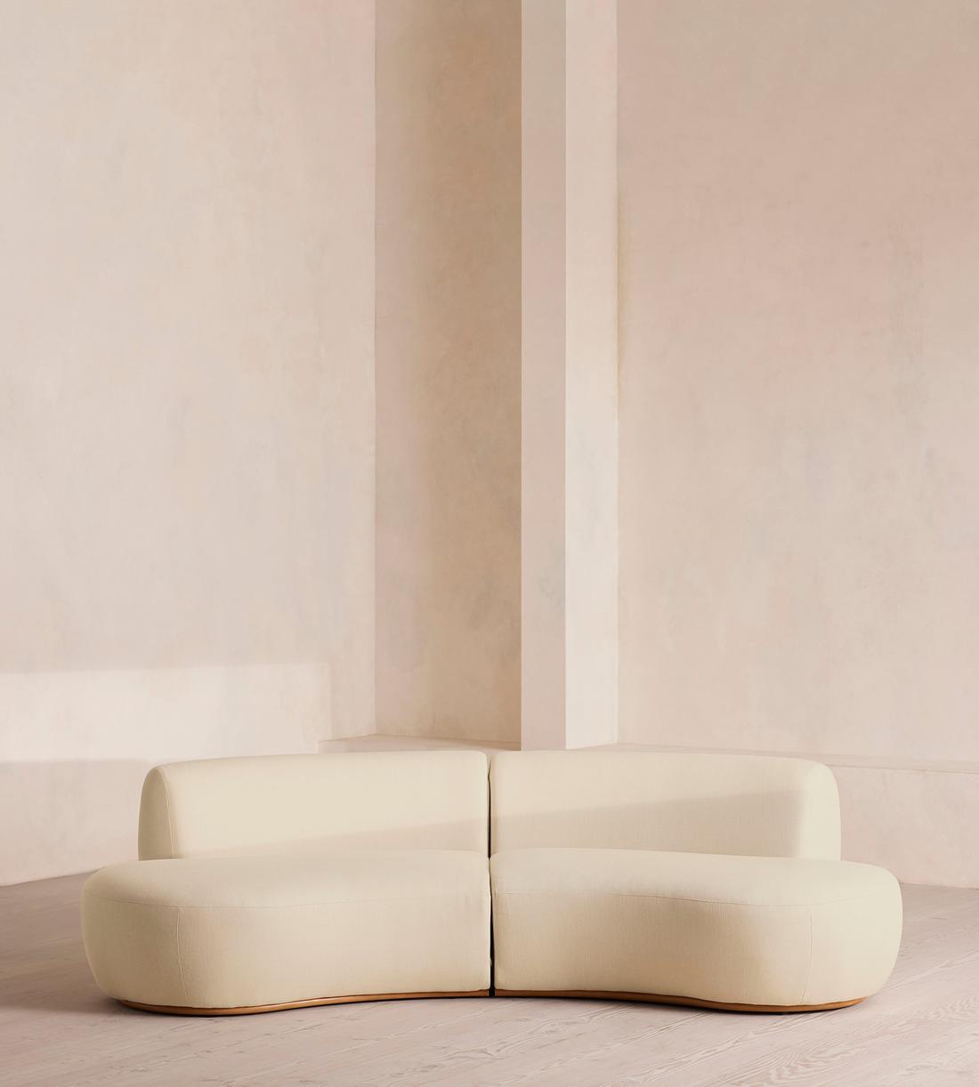 Aline Serpentine Modular Sofa - Three Seater - Linen - Bisque -  US - Listing - Image 1