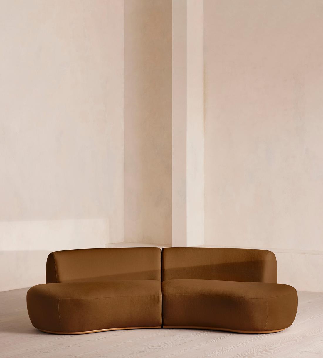 Aline Serpentine Modular Sofa - Three Seater - Linen - Terracotta - US - Listing - Image 1