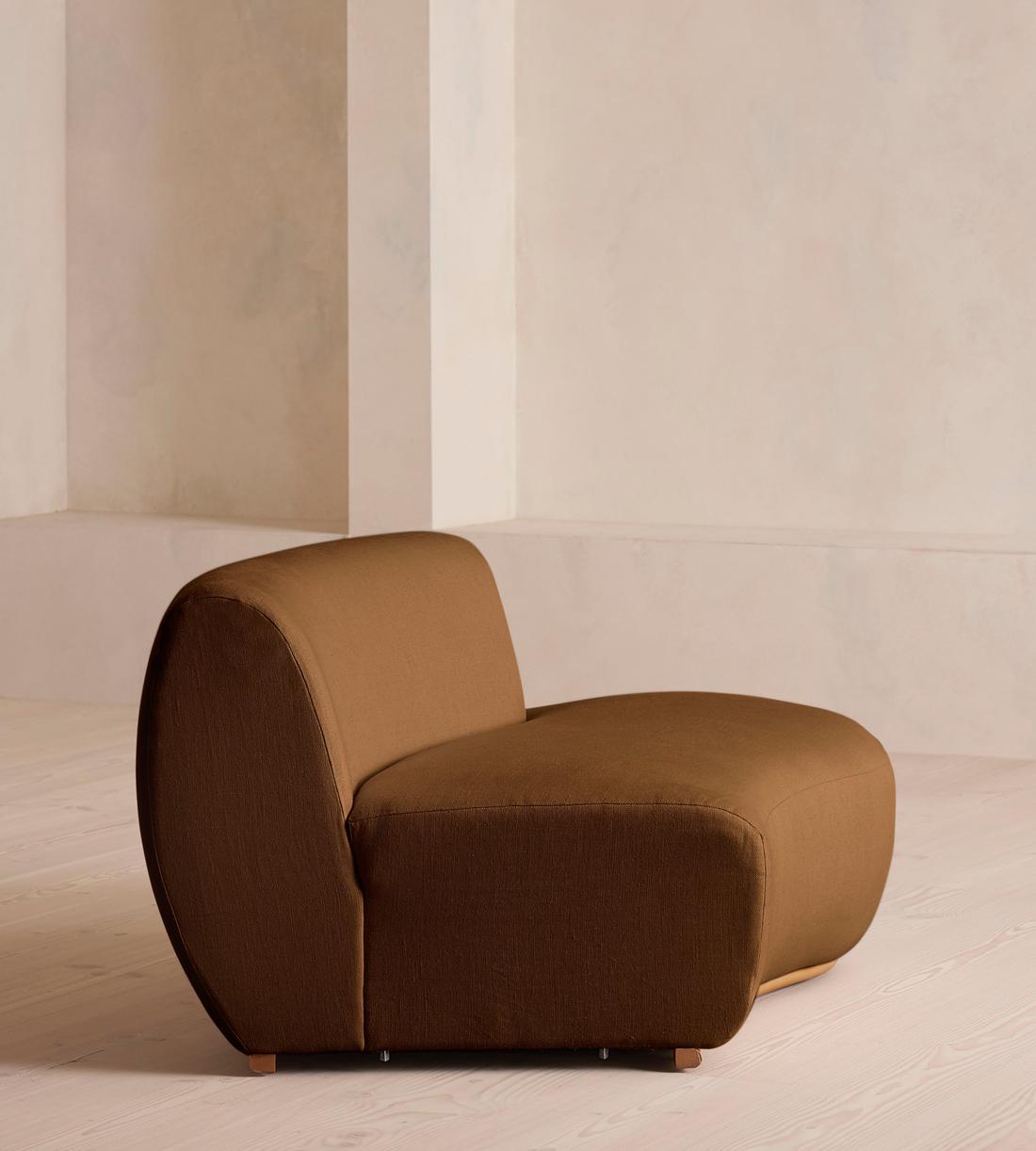 Aline Serpentine Sectional Sofa - Middle Section - Linen - Terracotta - US - Image 7