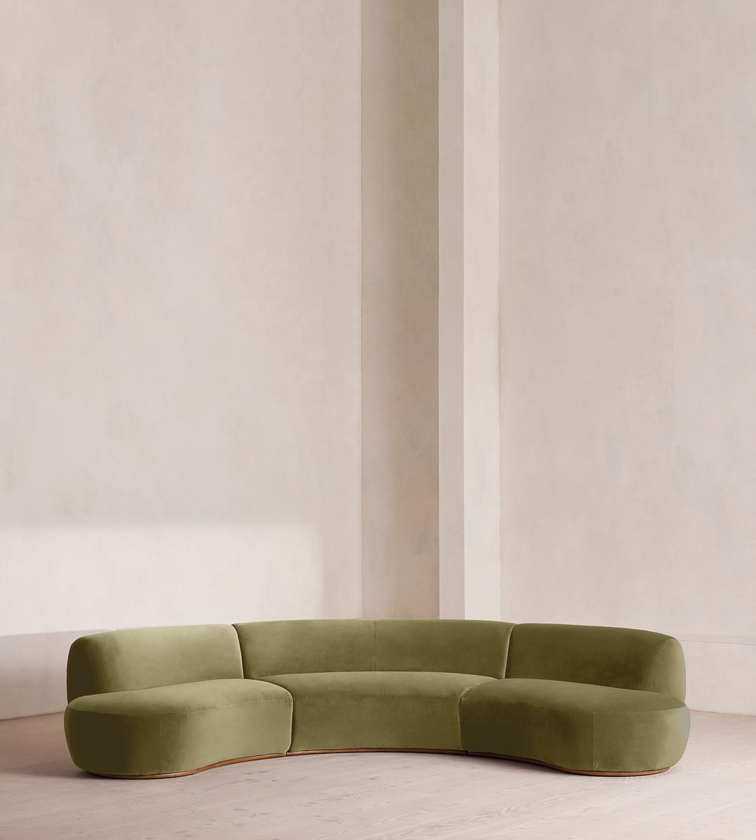 Aline Serpentine Sectional Sofa - Four Seater - Lichen Velvet - US - Listing - Image 1
