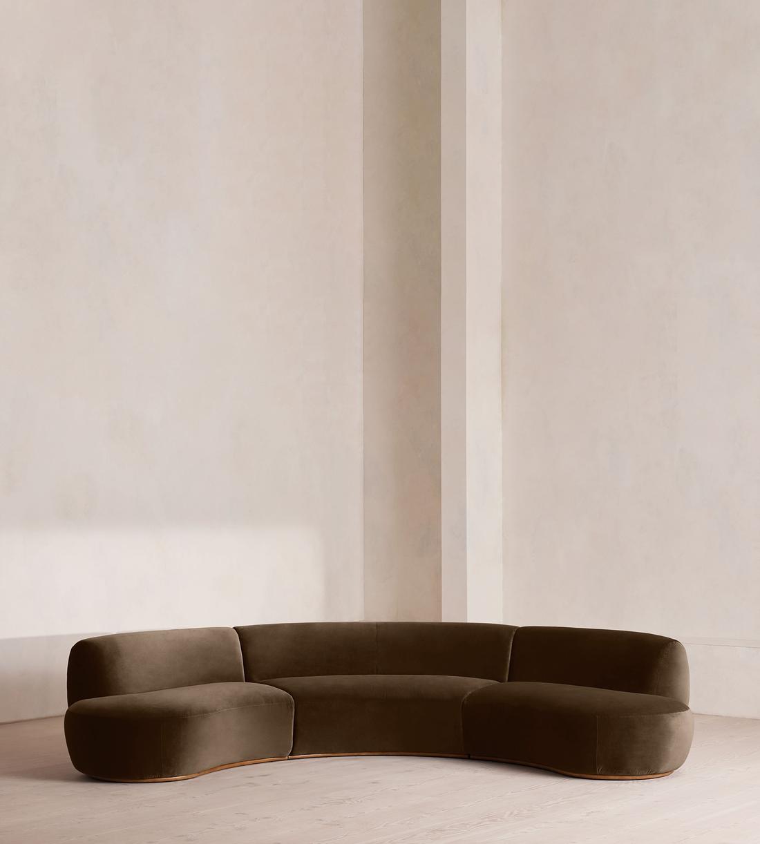 Aline Serpentine Modular Sofa - Four Seater - Chocolate Velvet - UK - Listing - Image 1
