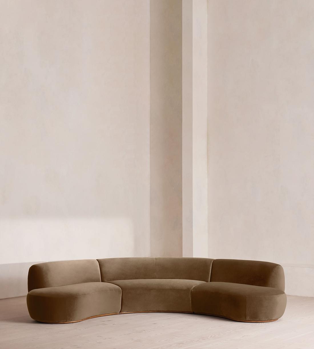 Aline Serpentine Sectional Sofa - Four Seater - Velvet - Truffle - US - Listing - Image 1