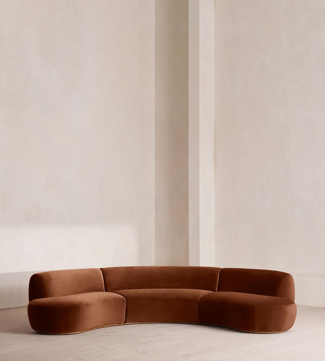Aline Serpentine Sectional Sofa - Six Seater - Velvet - Cinnamon - US - Listing - Image 1