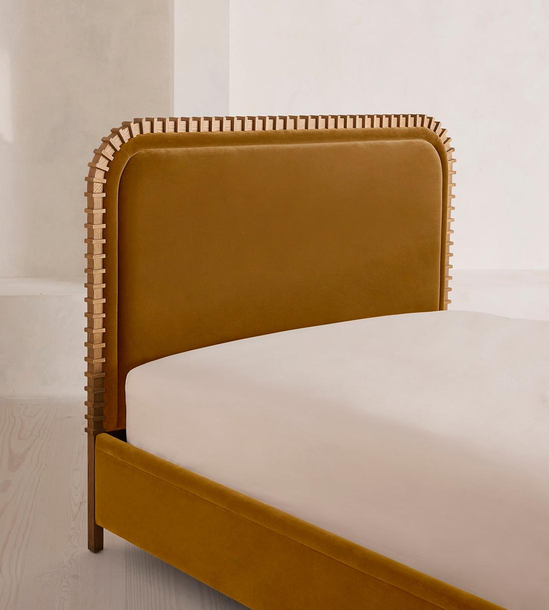 Angus Bed - King - Velvet - Mustard - US - Images - Image 4