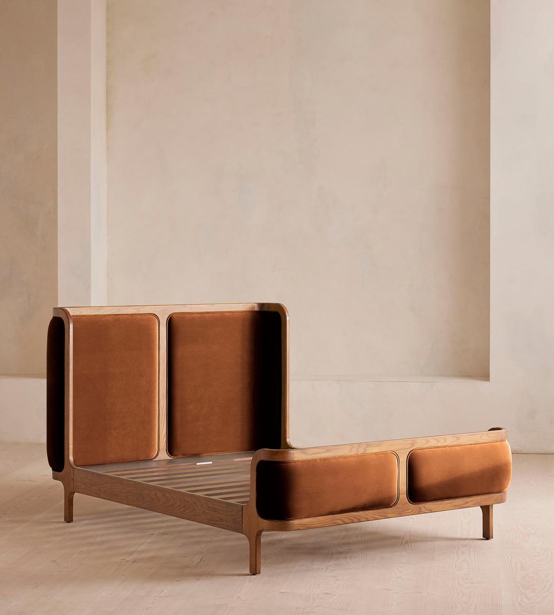 Belsa Bed - Light Wood - King - Velvet - Cinnamon - US - Images - Image 3