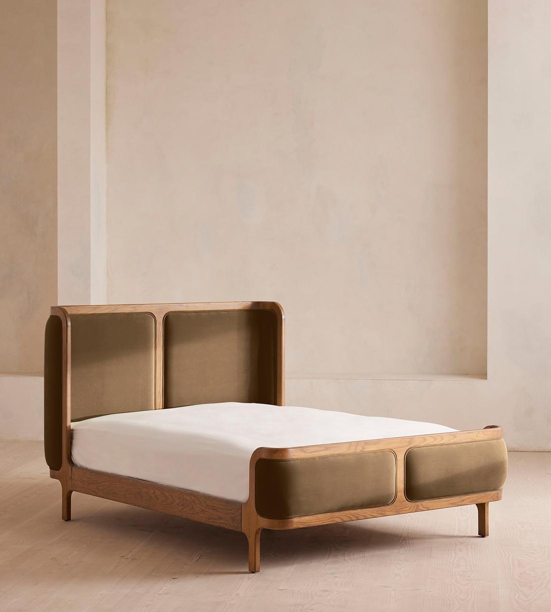 Belsa Bed - Light Wood - King - Velvet - Truffle - UK - Listing - Image 1