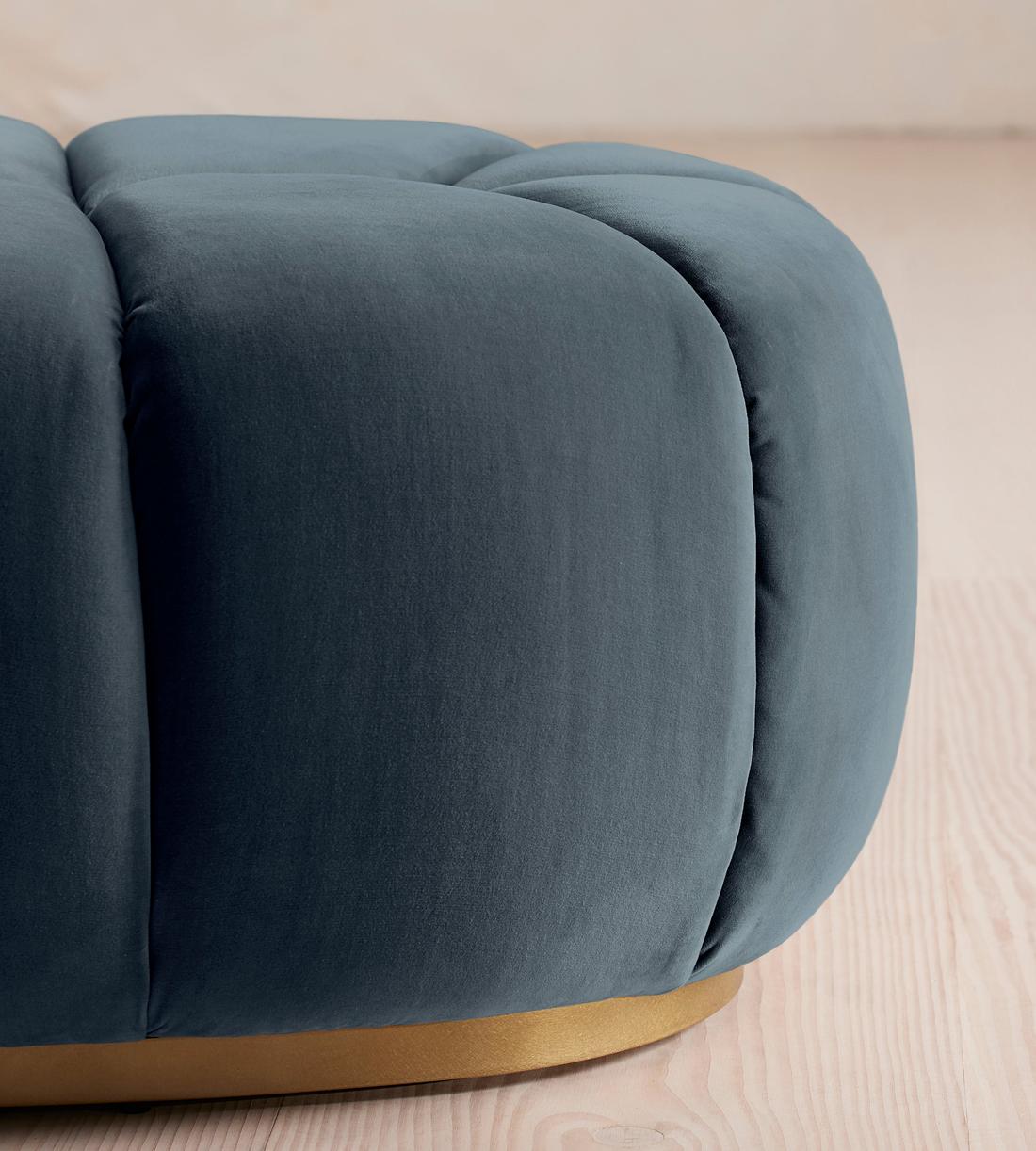 Garret Footstool - Velvet - Grey Blue - Images - Image 4