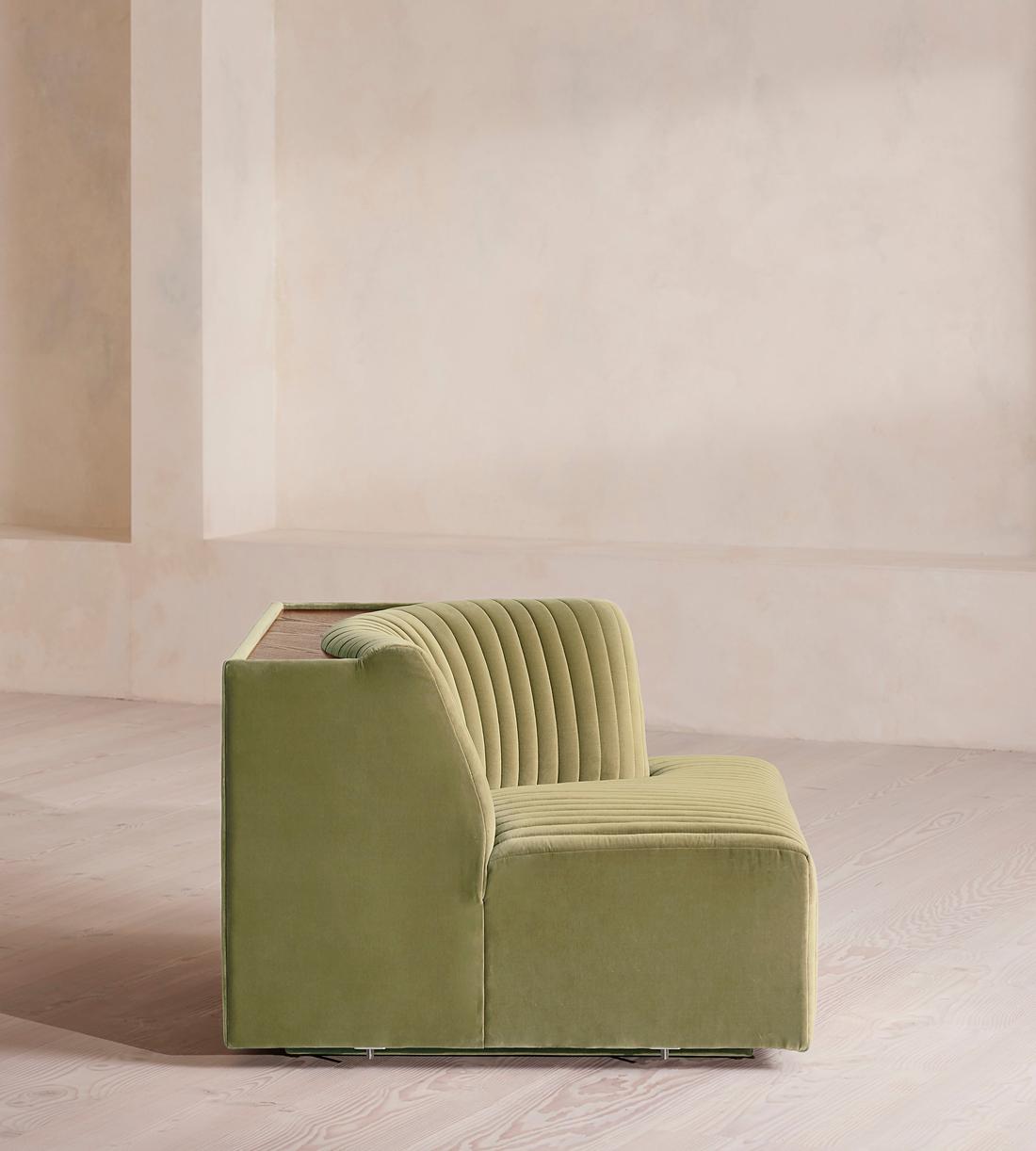 Hamish Modular Sofa - Left Arm Module - Velvet - Lichen - Image 6
