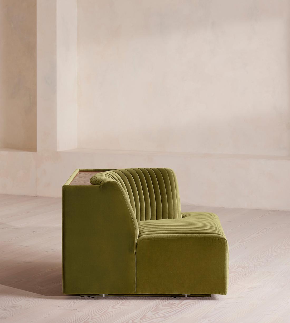 Hamish Modular Sofa - Left Arm Module - Velvet - Olive - Image 6