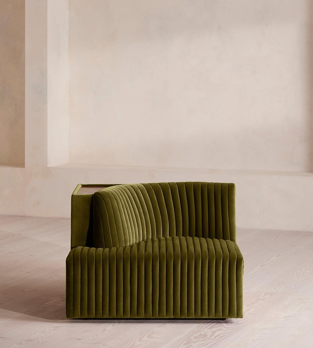 Hamish Modular Sofa - Left Arm Module - Velvet - Olive - Image 1