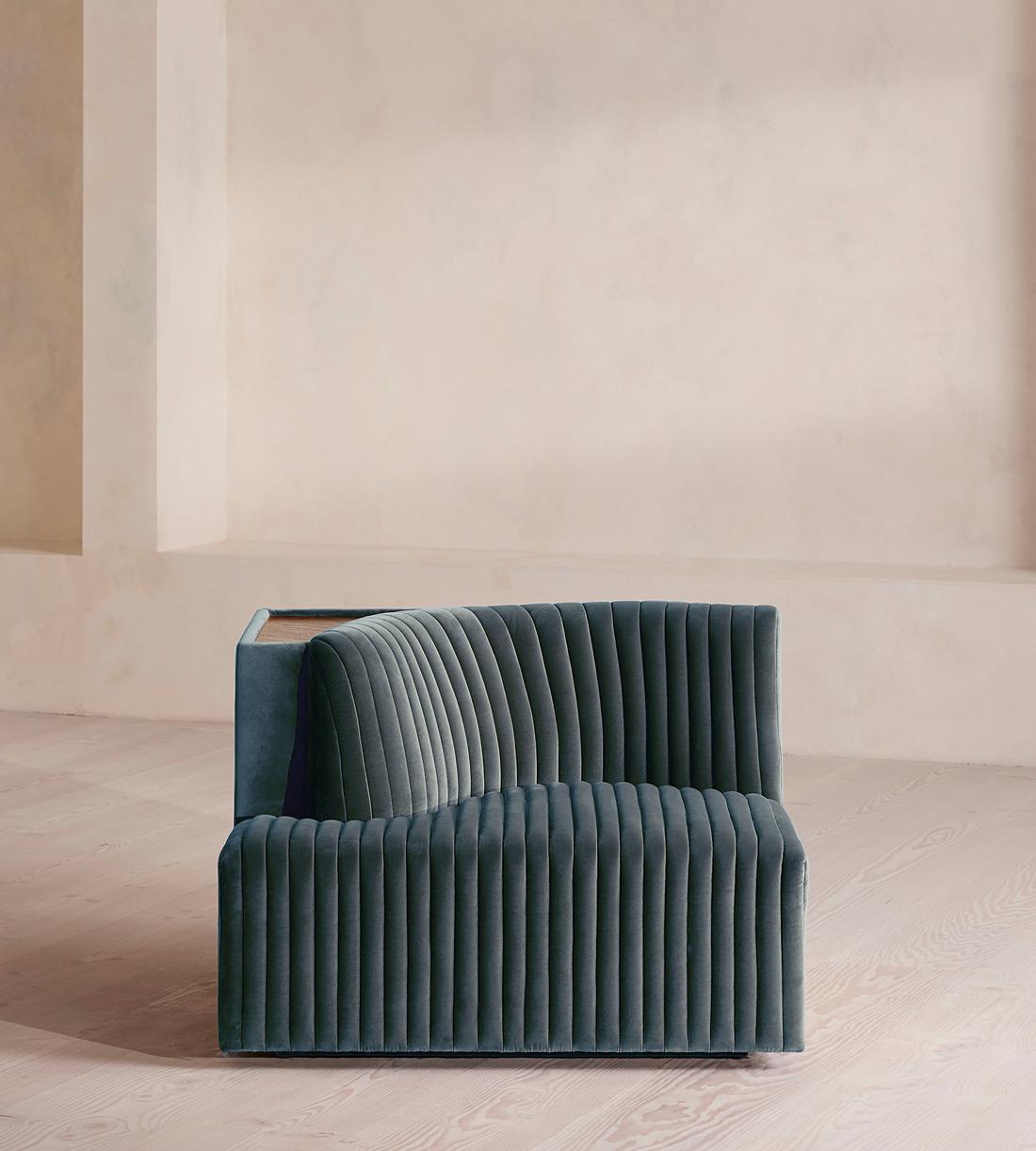 Hamish Modular Sofa - Left Arm Module - Velvet - Grey Blue - Image 1