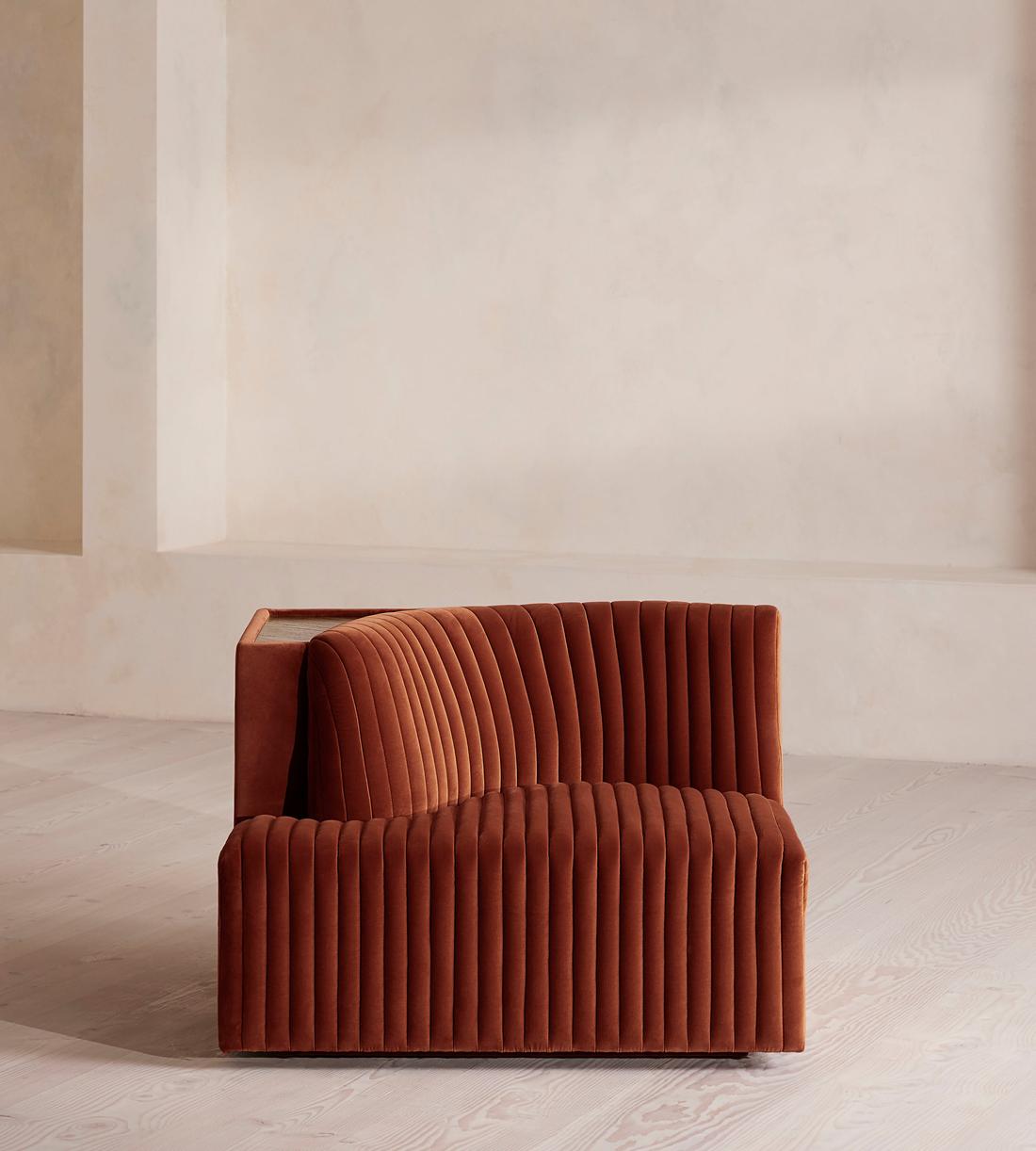 Hamish Sectional Sofa - Left Arm Module - Velvet - Rust - US - Image 1