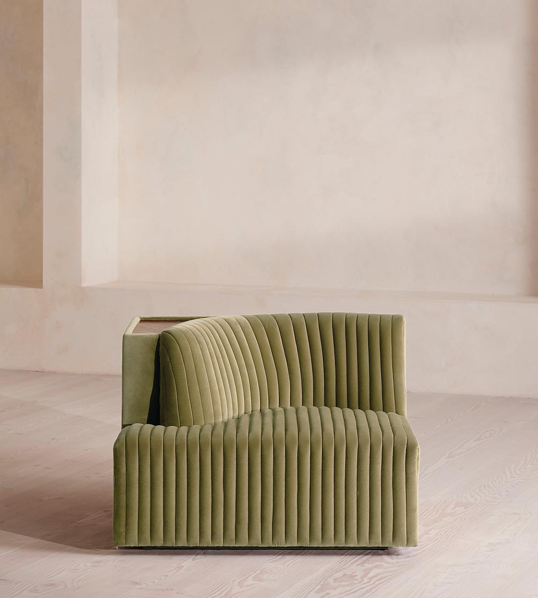 Hamish Sectional Sofa - Left Arm Module - Velvet - Lichen - US - Image 1