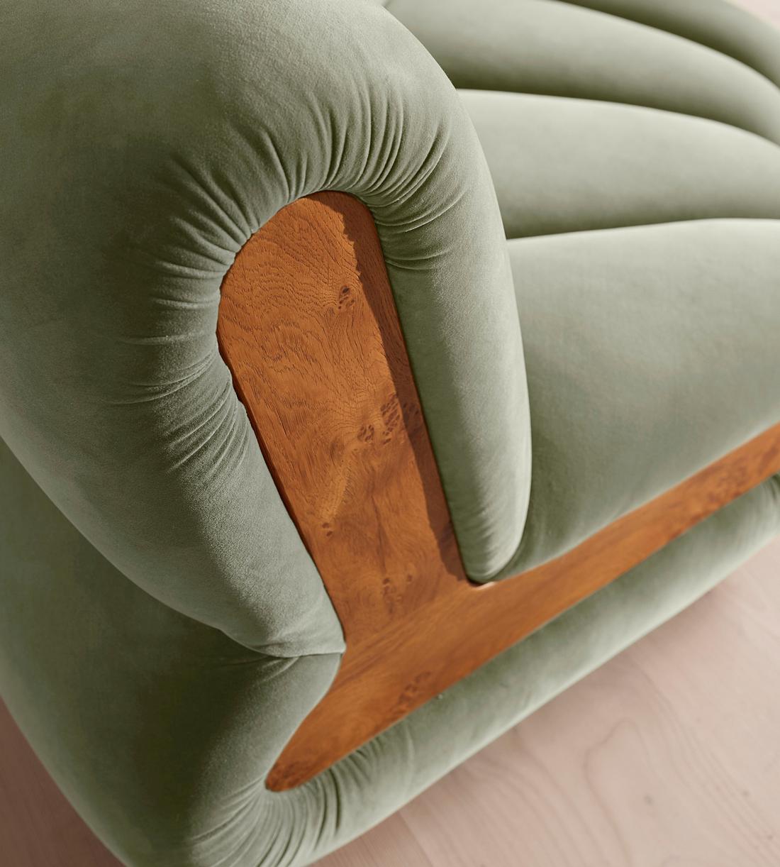 Noelle Sectional Curved Armchair - Velvet - Seafoam - US - Images - Image 7