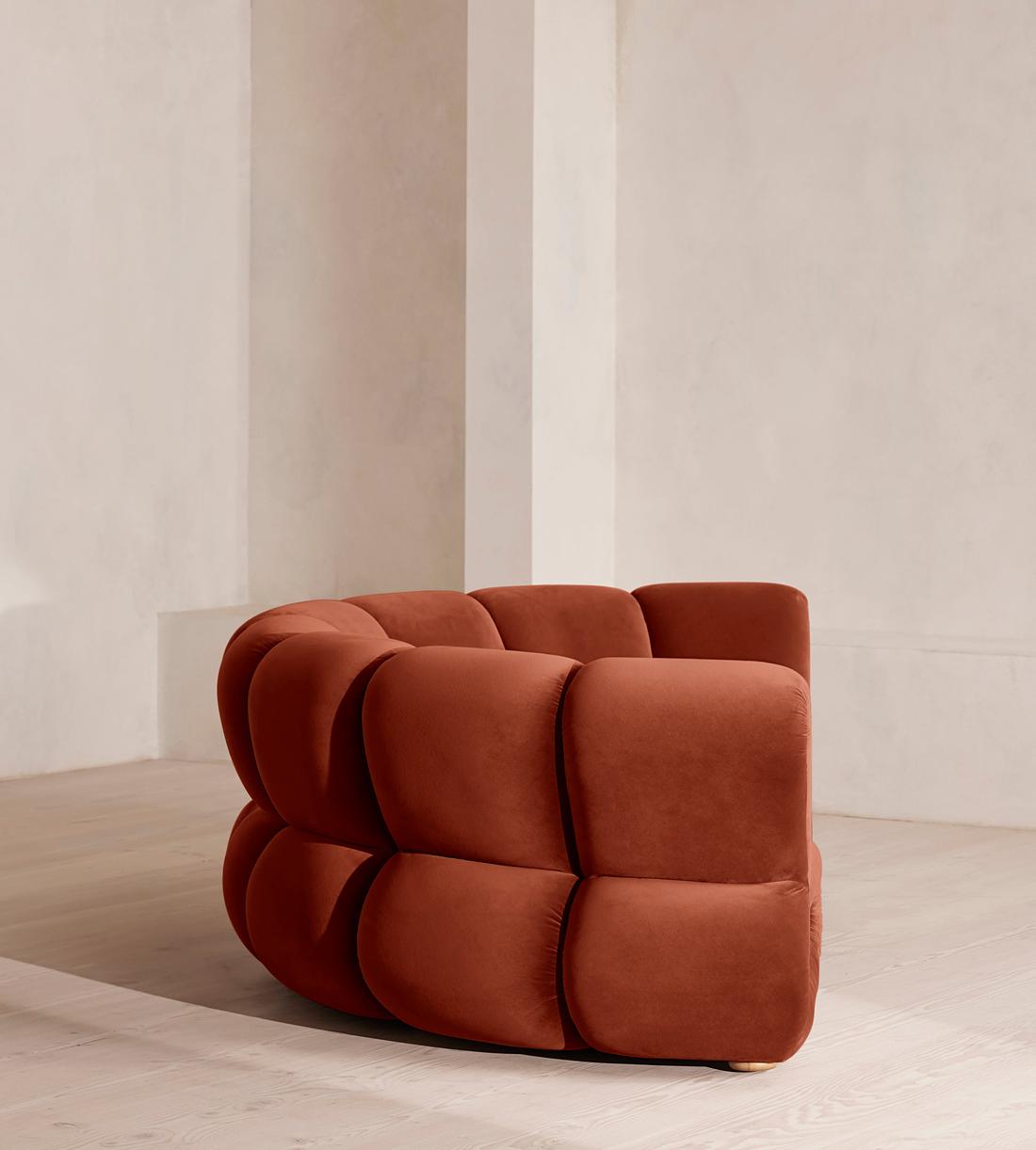 Noelle Modular Curved Sofa - Four Seater - Velvet - Rust - Images - Image 3