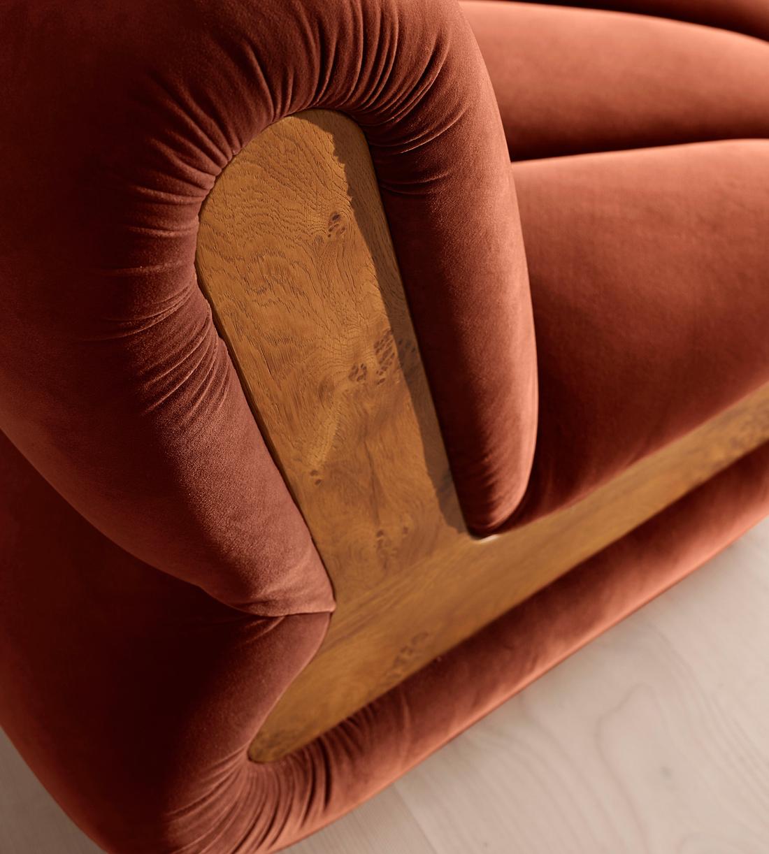 Noelle Sectional Curved Sofa - Four Seater - Velvet - Rust - US - Images - Image 5