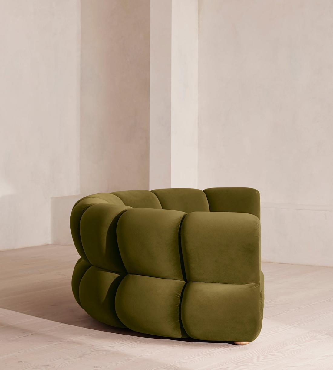 Noelle Modular Curved Sofa - Four Seater - Velvet - Olive - Images - Image 3
