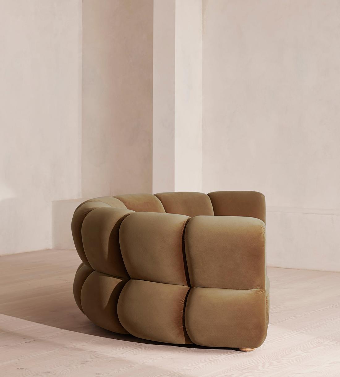 Noelle Modular Curved Sofa - Four Seater - Velvet - Truffle - UK - Images - Image 3