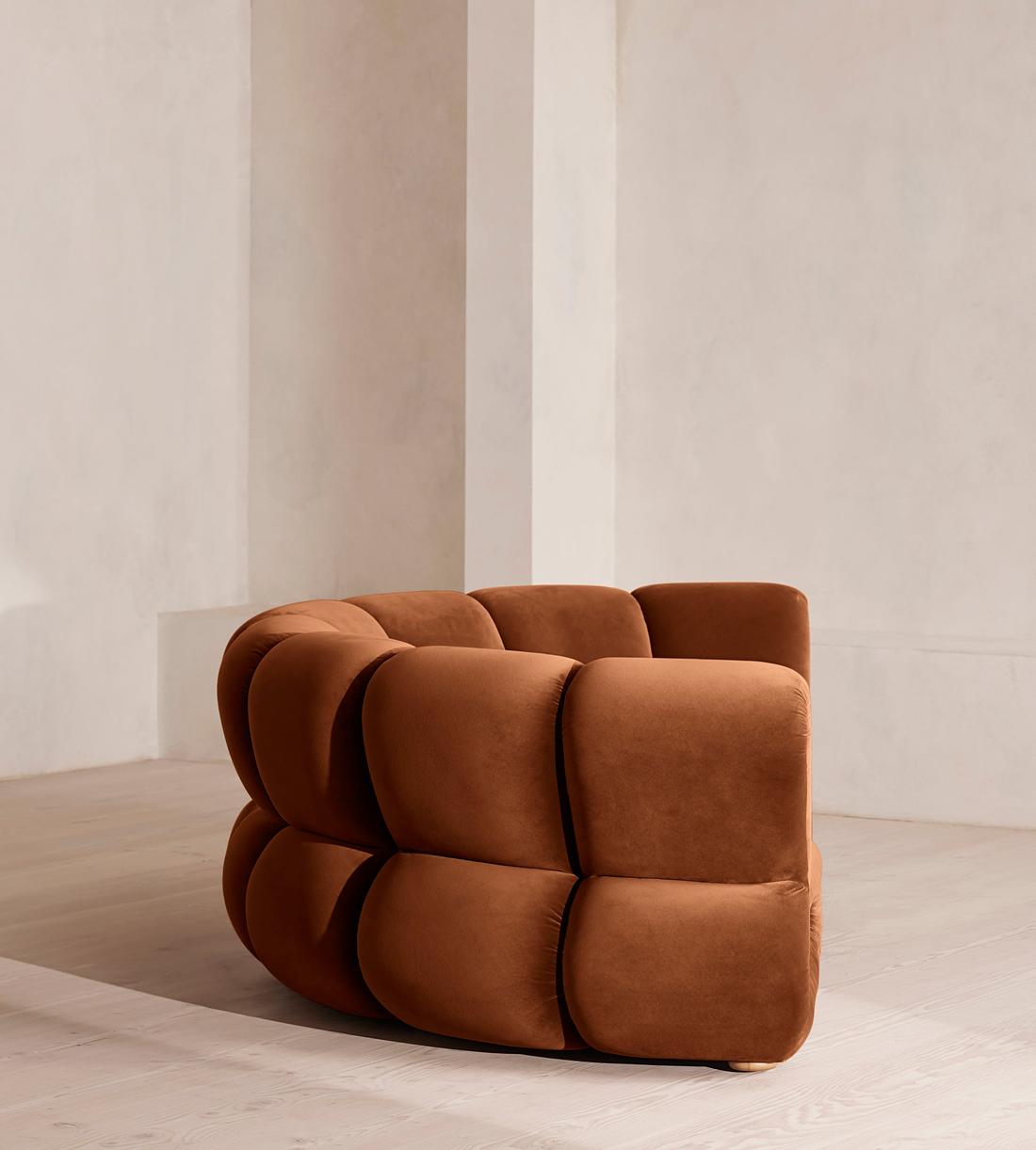 Noelle Sectional Curved Sofa - Four Seater - Velvet - Cinnamon - US - Images - Image 3